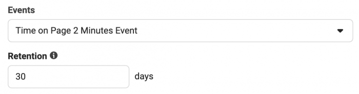 Time on Page Event 2 Minutes Custom Audience