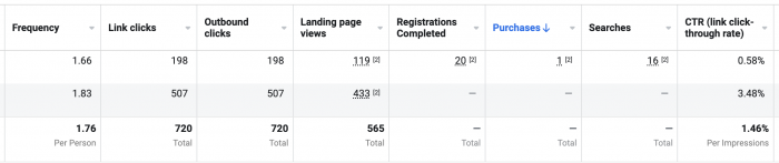 Ads Manager Metric Totals