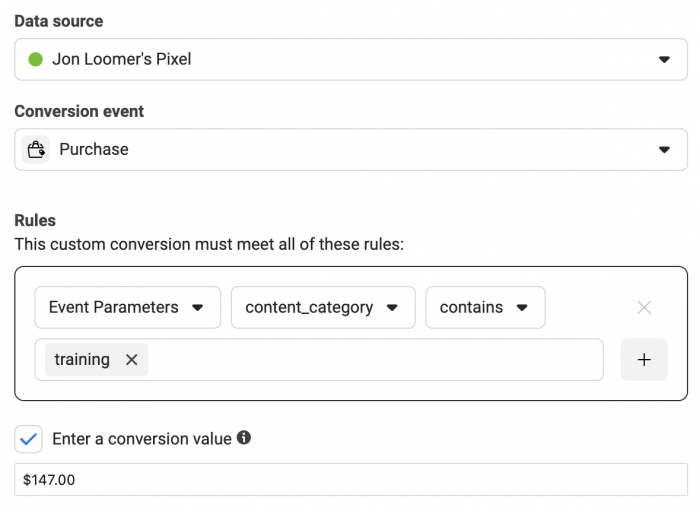 Custom Conversion Product Category