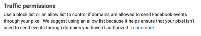 Facebook Pixel Traffic Permissions