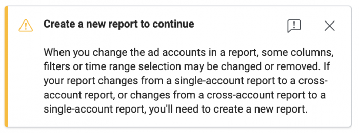 Create a New Report to Continue