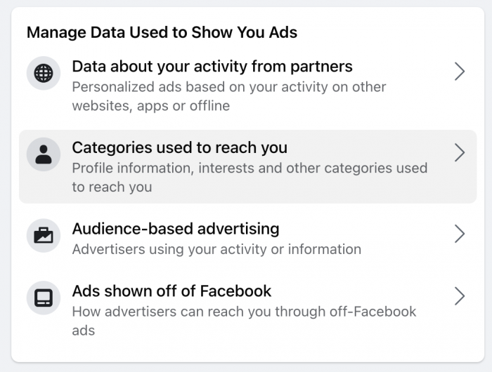 Facebook Ad Categories Used to Reach You