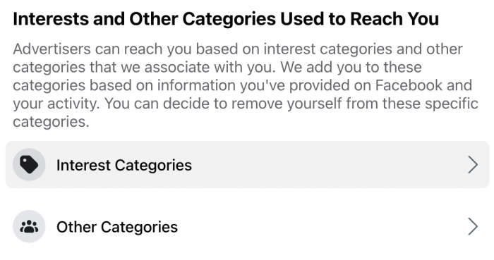 Facebook Ad Categories Used to Reach You