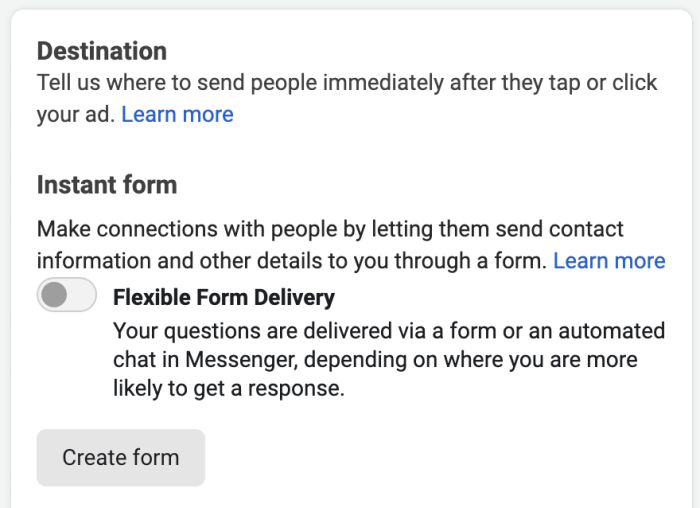 Facebook Lead Ads Form