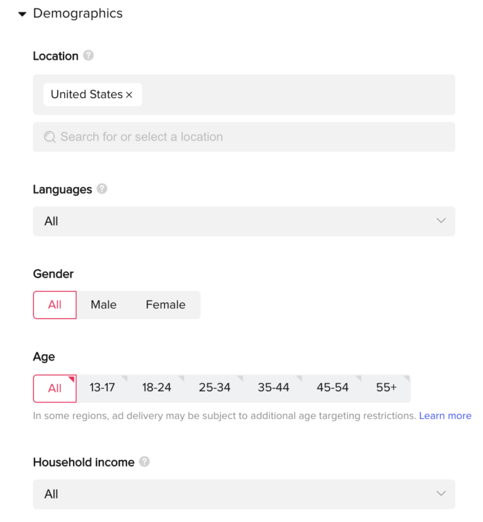 TikTok Demographic Targeting