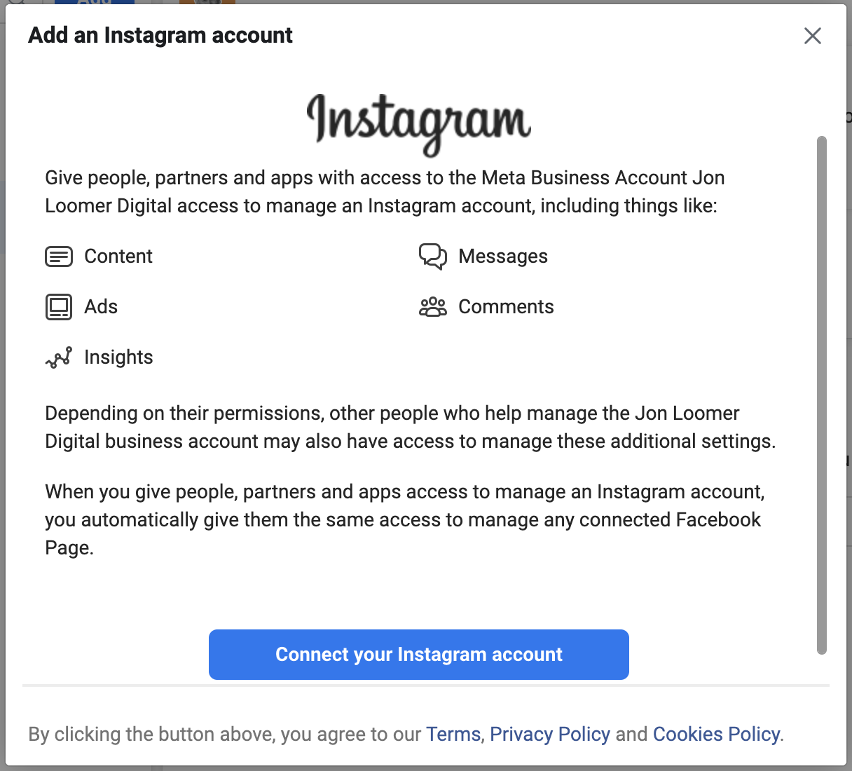 Add it to your business manager under the Accounts section.
