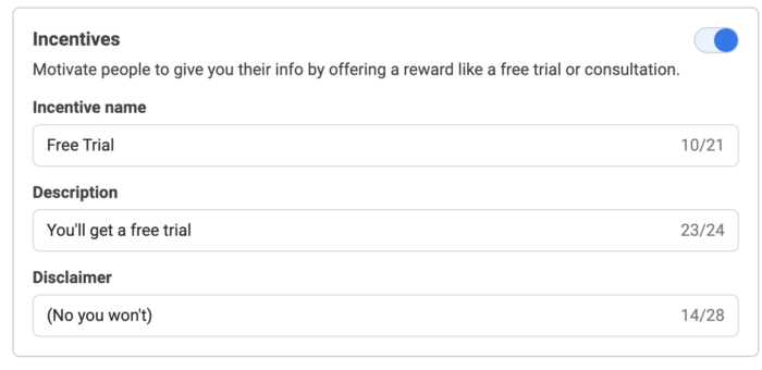 Facebook Lead Form Incentives