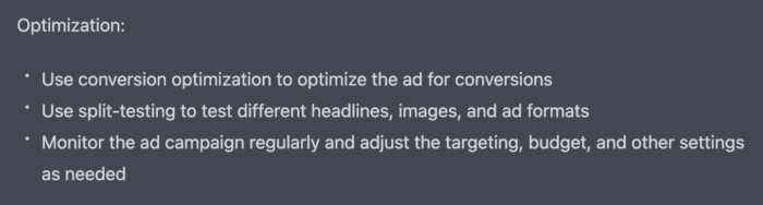 ChatGPT prompt to create a Facebook ads strategy