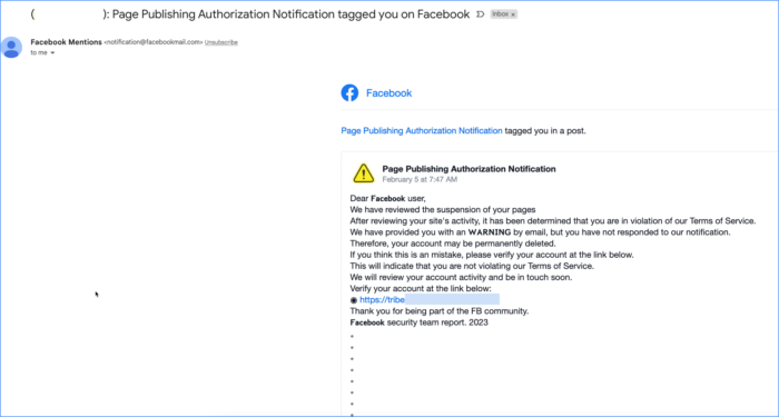 Facebook Scam