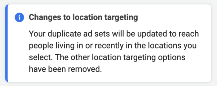 Facebook Ads Location Targeting Error