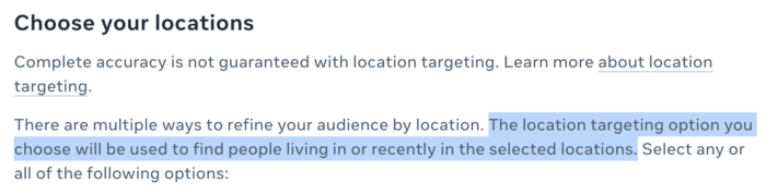 Facebook Ads Location Targeting Error