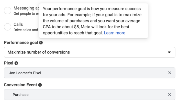 Meta Ads Performance Goal