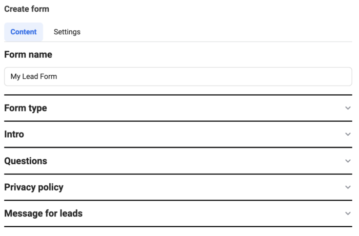 Meta Lead Form