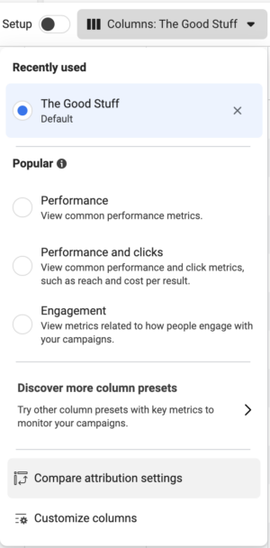 Compare Attribution Settings