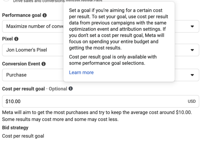 Meta Ads Bid Strategies Cost Per Result Goal