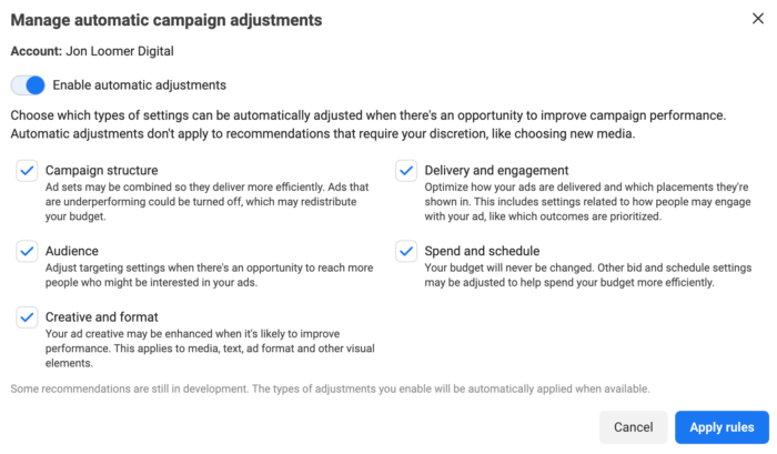 Automatic Campaign Adjustments