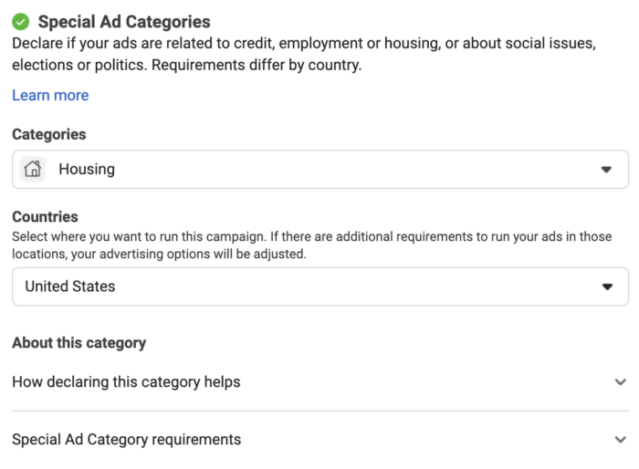 Special Ad Categories