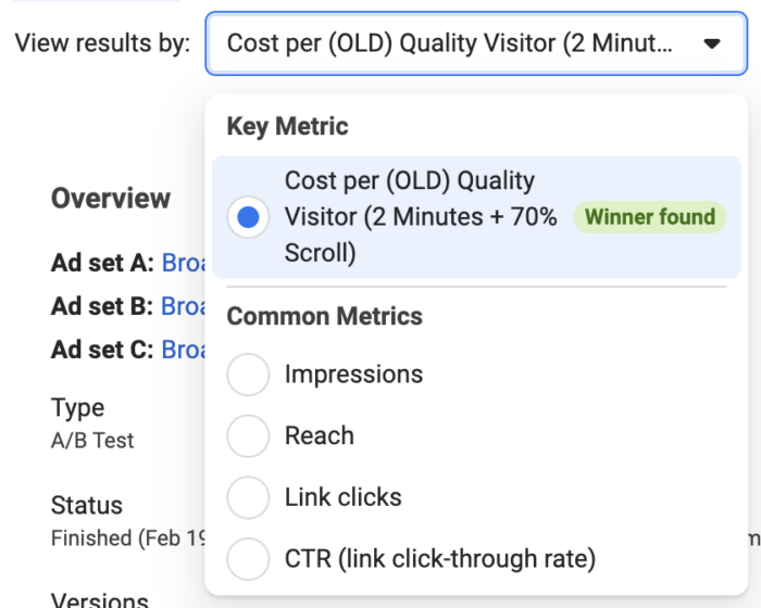 A/B Tests in Experiments