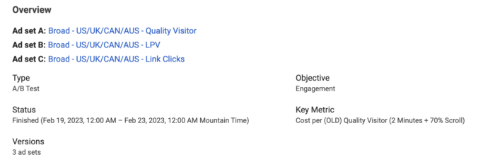 A/B Tests in Experiments