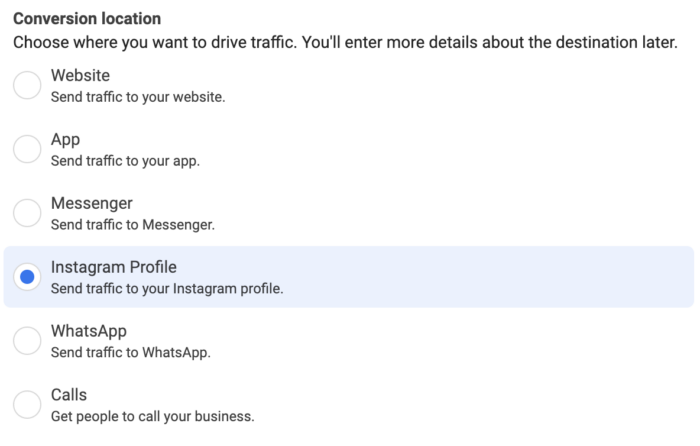 Instagram Profile Conversion Location