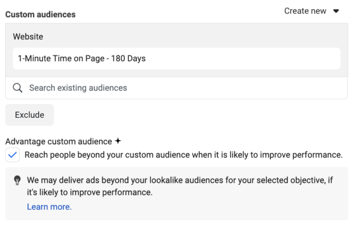 Custom Events Website Custom Audience