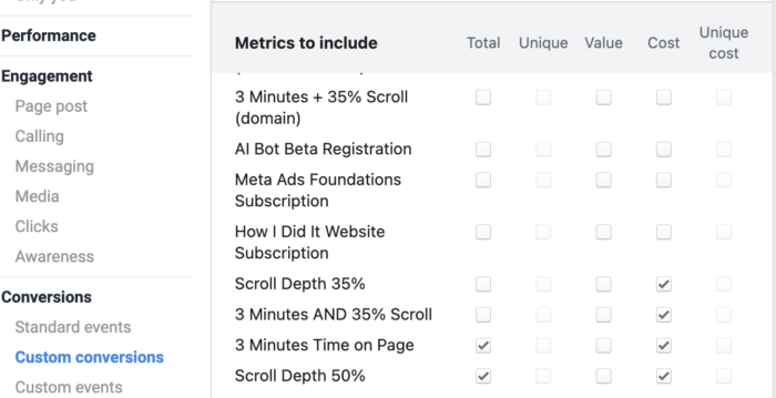 Custom Conversions Reporting