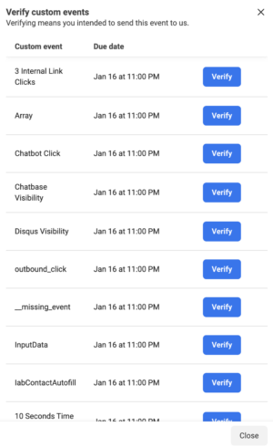 Verify Custom Events