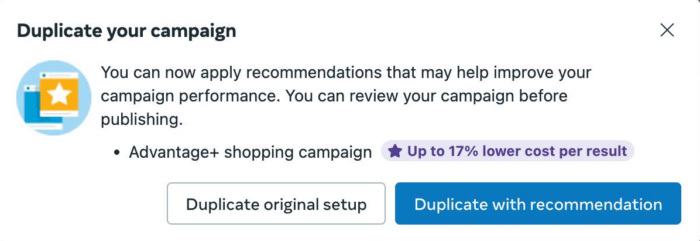 Duplicate Advantage+ Shopping