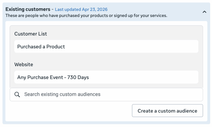 Existing Customers Audience Segment