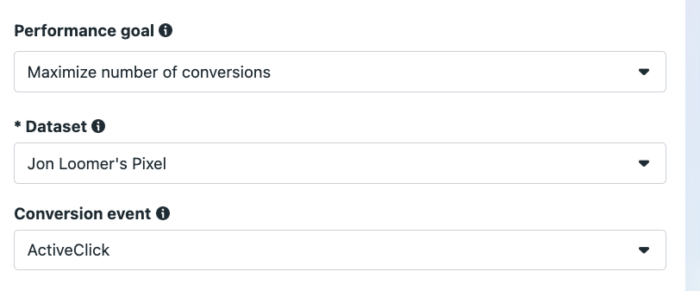 Custom event ad set optimization