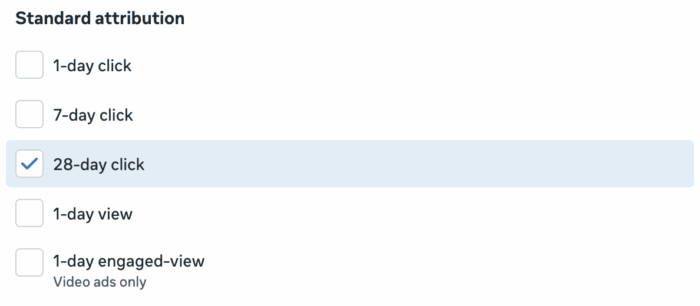 Compare attribution settings