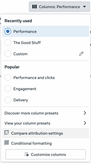 Сравните настройки атрибуции