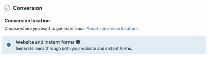 Местоположение конверсии веб-сайта и мгновенные формы