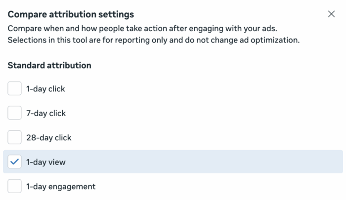 Compare Attribution Settings