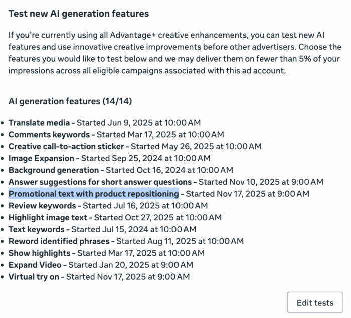 Promotional Text with Product Repositioning