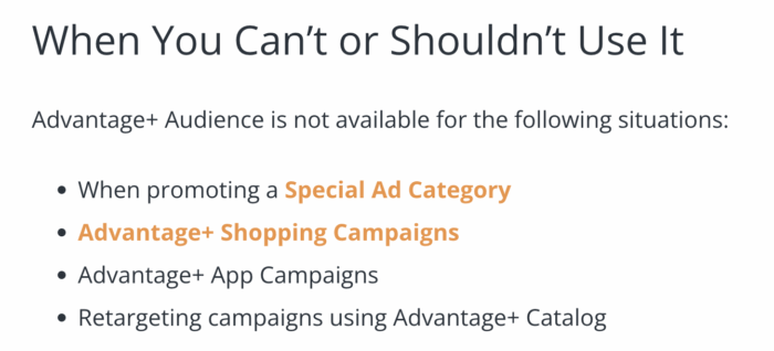 Специальные категории объявлений Преимущество + Аудитория