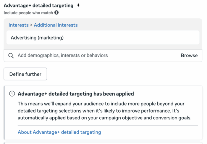Преимущество+ детальный таргетинг