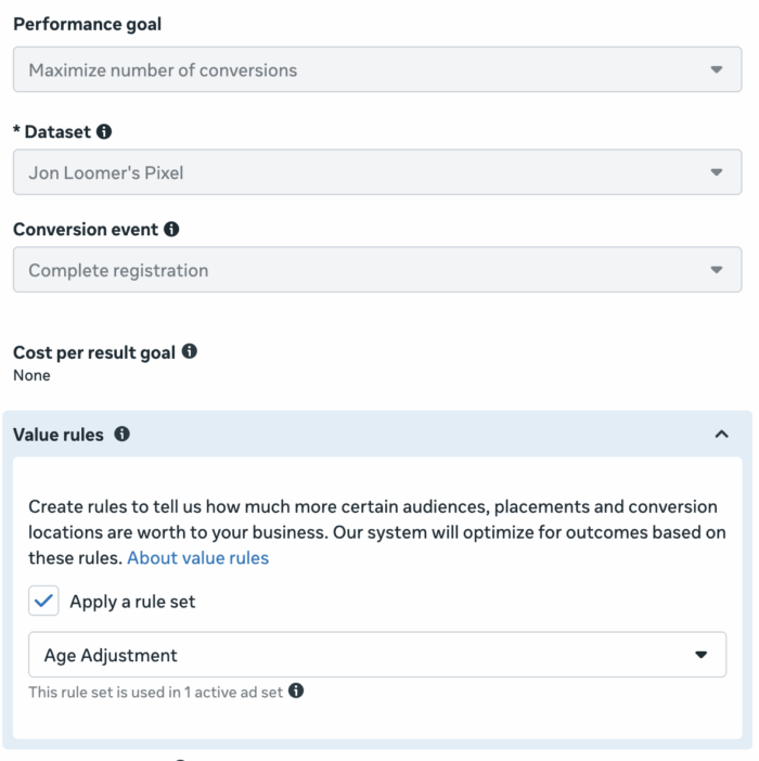 Правила ценностей Корректировка возраста