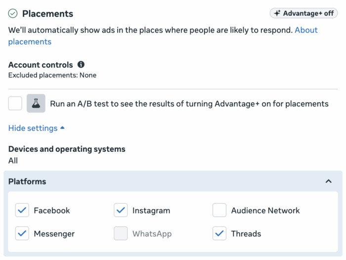 Каналы Audience Network Advantage+