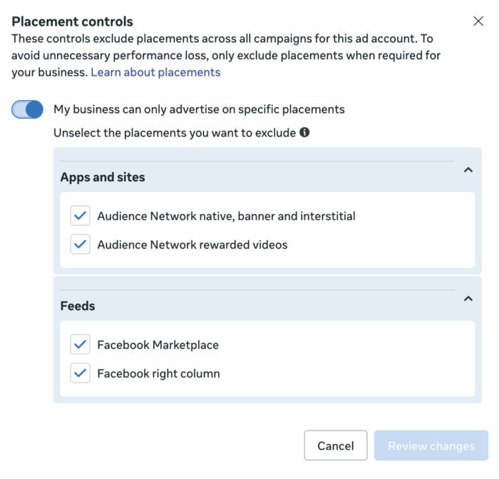 Настройки рекламы