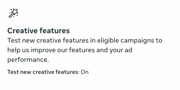 Настройки рекламы Креативные функции