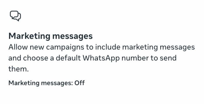 Настройки рекламы Маркетинговые сообщения