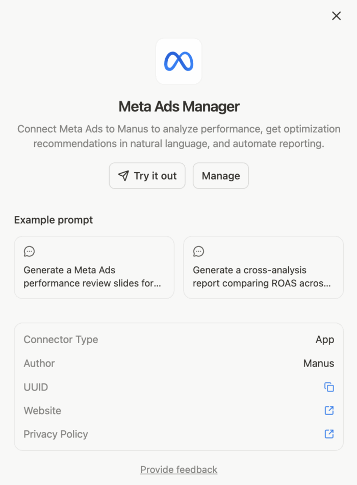 Manus AI Meta Ads Manager