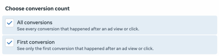 Compare Attribution Settings Conversion Count