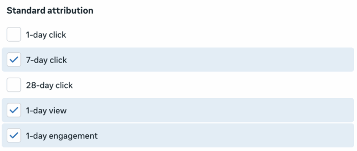 Compare Attribution Settings