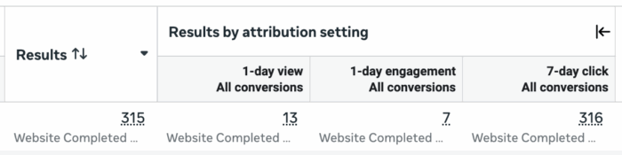 Compare Attribution Settings