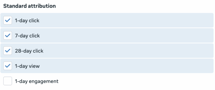 Compare Attribution Settings