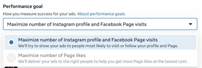 Page likes performance goal is no longer available