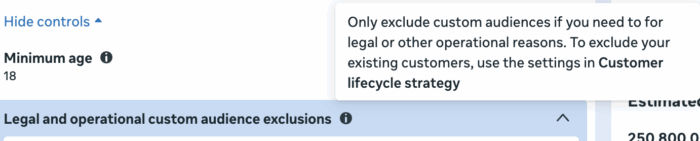Legal and operational custom audience exclusions