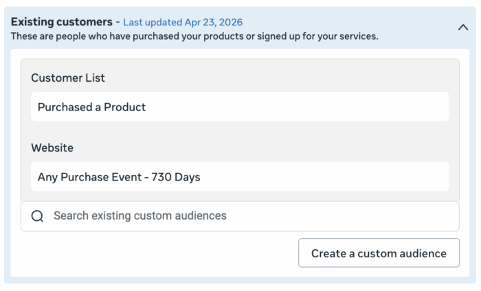 Existing Customers Audience Segment